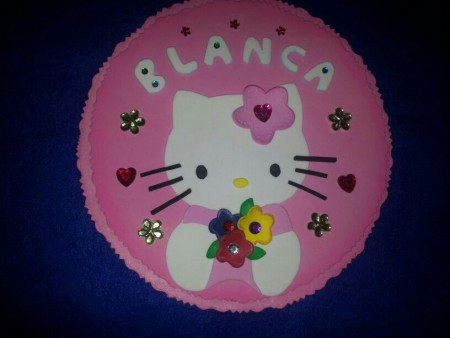 CARTEL HELLO KITTY PARA PUERTA DE DORMITORIO - 20CM DE DIAMETRO